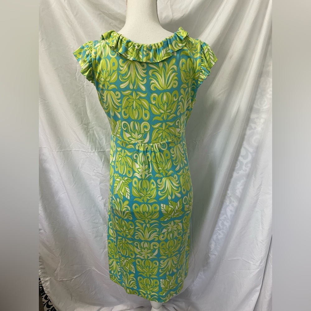 Lilly Pulitzer Clare Cap Sleeve Ruffle Silk Blended Jersey Dress. - Picture 2 of 4
